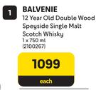 Balvenie 12 Year Old Double Wood Speyside Single Malt Scotch Whisky-750ml Each