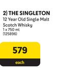 The Singleton 12 Year Old Single Malt Scotch Whisky-750ml Each