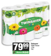 Twinsaver Toilet Tissue 1 Ply-15 Per Pack