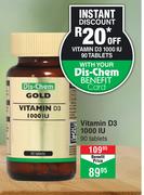 Dis-Chem Vitamin D3 1000 IU 90 Tablets