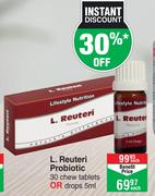 Lifestyle Nutrition L.Reuteri Probiotic 30 Chew Tablets Or Drops-5ml Each