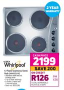 Whirlpool 4 Plate Stainless Steel Hob AKM331/IX