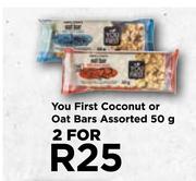 You First Coconut Or Oat Bars Assorted-For 2 x 50g