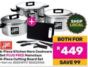 Hart 6- Piece Kitchen Hero Cookware Set Plus Free Mainstays 4-Piece Cutting Board Set-For Both