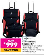 Mainstays 4-Piece Black Luggage Set