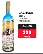 Cachaca 51 Rum-750ml Each