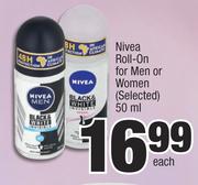 Nivea Roll-On For Men Or Women (Selected)-50ml Each