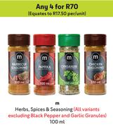 M Herbs, Spices & Seasoning-For Any 4 x 100ml