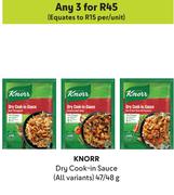 Knorr Dry Cook-In Sauces (All Variants)-For Any 3 x 47/48g