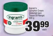 Ingram's Camphor Cream (Selected Excl.Tissue Oil Range)-500g Each