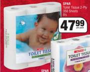 Spar Toilet Tissue 2 Ply 350 Sheets-9's Per Pack