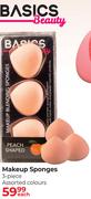 Basics Beauty Makeup Sponges 3 Piece Assorted Colours-Each