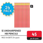 Aro Unsharpened HB Pencils Red-Per 24 Pack