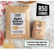 1 x Food Lover's Brown Sugar 2kg & 1 x Food Lover's White Sugar 1kg-Combo