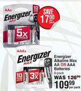 Energizer Alkaline Max AA Or AAA Batteries 8 Pack-Per Pack