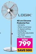 Logik 40cm Chrome Pedestal Fan