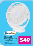 Home Quip 20cm USB Rechargeable Fan