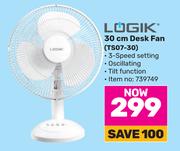 Logik 30cm Desk Fan TS07-30