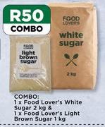 Food Lover's White Sugar 2kg & Food Lover's Light Brown Sugar 1kg-Combo