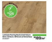 Laminate Flooring Neutral Oak Nature 8mm L137.6cm x W19.3cm (2124 Sqm/Box) 81490977-Per sqm