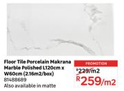 Floor Tile Porcelain Makrana Marble Polished L120cm x W60cm (2.16 Sqm/Box) 81488689-Per Sqm