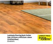 Laminate Flooring Basic Sutter Oak L137.6cm x W19.3cm x 6mm (2.921 Sqm/Box) 81490974-Per Sqm
