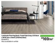 Laminate Flooring Basic Trend Oak Grey L137.6cm x W19.3cm x 6mm (2.921 Sqm/Box) 81490973-Per Sqm