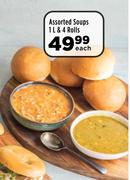Assorted Soups 1L & 4 Rolls-Each