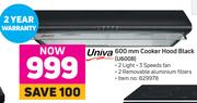 Univa 600mm Cooker Hood Black U600B