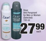 Dove Anti Perspirant For Men Or Women (Selected)-150ml Each