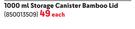 EH 1000ml Storage Canister Bamboo Lid-Each