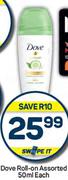 Dove Roll-On Assorted-50ml