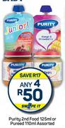 Purity 2nd Floor 125ml Or Pureed 110ml Assorted-For Any 4