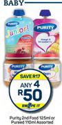 Purity 2nd Food 125ml Or Pureed 110ml Assorted-For Any 4