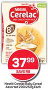 Nestle Cerelac Baby Cereal Assorted-200/250g Each