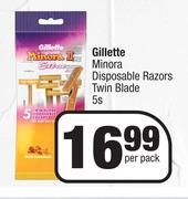 Gillette Minora Disposable Razors Twin Blade-5 Per Pack