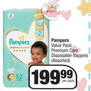 Pampers Value Pack Premium Care Disposable Nappies (Assorted)-Per Pack