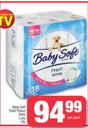 Baby Soft Toilet Tissue Rolls 2 ply-18's Per Pack