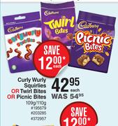 Curly Wurly Squirlies Or Twirl Bites Or Picnic Bites-109g/ 110g Each 