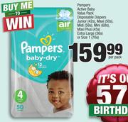 Pampers Active Baby Value Pack Disposable Diapers-Per Pack