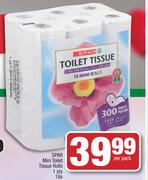 Spar Mini Toilet Tissue Rolls 1 Ply-18s Per Pack