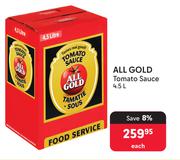 All Gold Tomato Sauce-4.5L Each