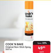 0Cook n Bake Original Non Stick Spray-500ml Each