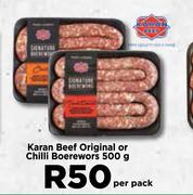 Karan Beef Original Or Chilli Boerewors-500g Per Pack