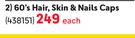 Vital 60's Hair, Skin & Nails Caps-Each