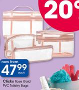 Clicks Rose Gold PVC Toiletry Bags-Each