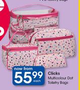 Clicks Multicolour Dot Toiletry Bags-Each