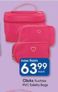 Clicks Fuchsia PVC Toiletry Bags-Each