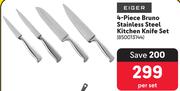 Eiger 4-Piece Bruno Stainless Steel Kitchen Knife Set 850013144-Per Set