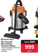Bennett Read 20Ltr Titan 20 Wet And Dry Vacuum Cleaner BJ1922 P1200 20 410948-Each